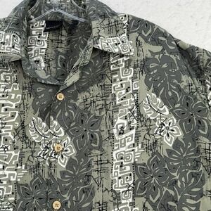Massini Tropical Hawaiian Camp Shirt Green Mens Large 100% Polyester